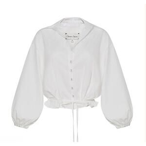 Cara Cara White Hutton Drawstring Hem Blouse XS